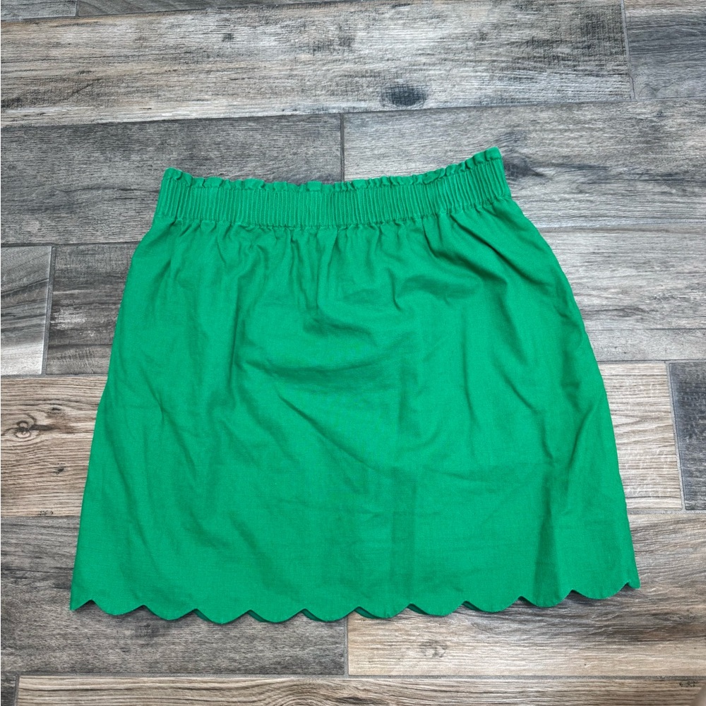 J.Crew green scalloped skirt